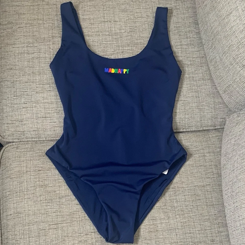💫HP‼️💫 RARE‼️ NWT MADHAPPY x Onia Rachel One Piece Swimsuit in Navy, Size Small - Picture 5 of 6